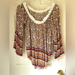 Fun floral/paisley off the shoulder top